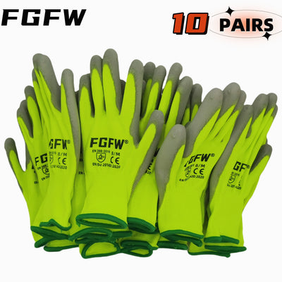10 Pairs PU Coated Work Gloves