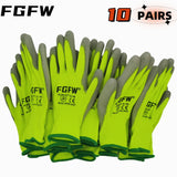 10 Pairs PU Coated Work Gloves